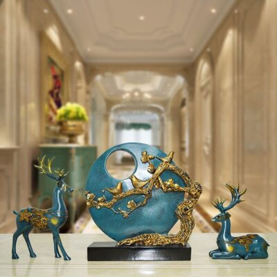 Set Decor Cặp Hươu Xanh Và Đĩa Mặt Trời