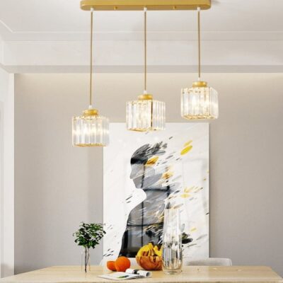 Đèn Thả Bàn Ăn Thủy Tinh 3 Khối Hình Vuông