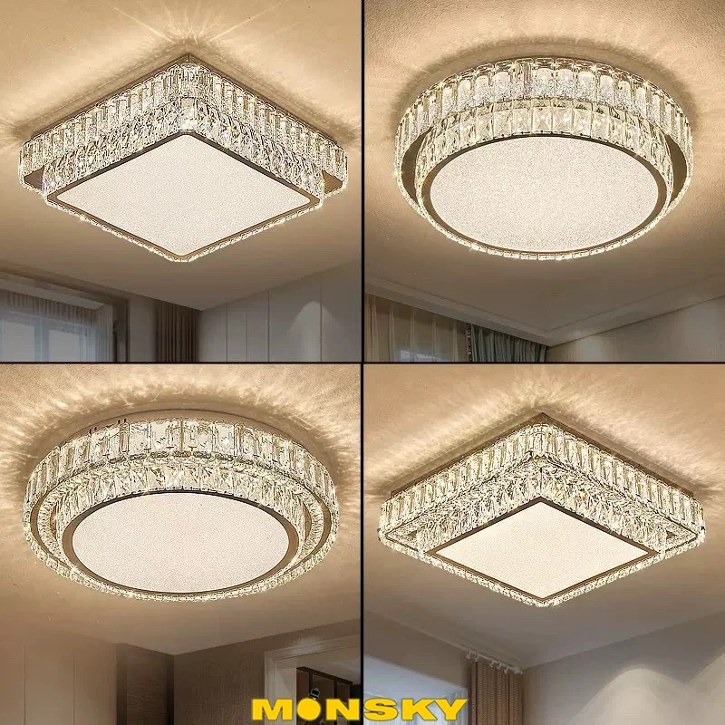 Đèn ốp trần pha lê hiện đại kèm bóng led chống loá cao cấp 3 màu ánh MÃ OP-01 Đèn ốp trần pha lê hiện đại kèm bóng led chống loá cao cấp 3 màu ánh MÃ OP-01