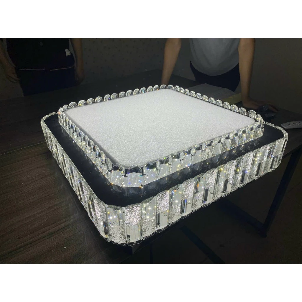 Đèn ốp trần pha lê hiện đại kèm bóng led chống loá cao cấp 3 màu ánh MÃ OP-01 Đèn ốp trần pha lê hiện đại kèm bóng led chống loá cao cấp 3 màu ánh MÃ OP-01