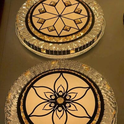 Đèn ốp trần loại 50cm 3 màu sáng cao cấp làm từ kim loại sơn tĩnh điện và pha lê chuẩn