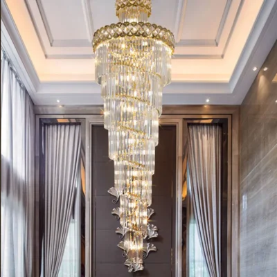 Đèn thông tầng gác lửng đường kính 80cm*3000mm,Đèn trần phale cao cấp cho sảnh trung tâm cầu thang biệt thự Mã TT-01