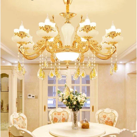 Đèn chùm cao cấp tân cổ điển màu trắng 15 tay,Đèn chùm trang trí khách sạn nhà hàng phòng khách Đèn chùm cao cấp tân cổ điển màu trắng 15 tay,Đèn chùm trang trí khách sạn nhà hàng phòng khách