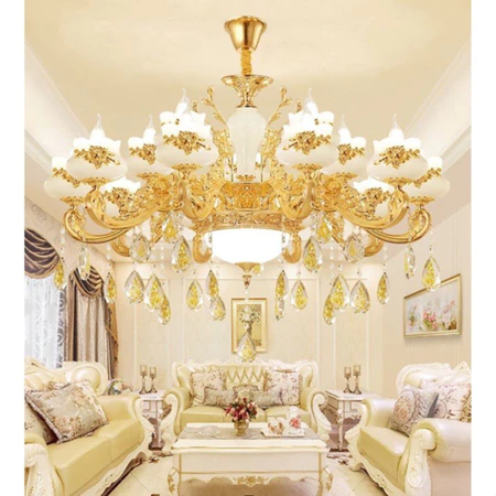 Đèn chùm cao cấp tân cổ điển màu trắng 15 tay,Đèn chùm trang trí khách sạn nhà hàng phòng khách Đèn chùm cao cấp tân cổ điển màu trắng 15 tay,Đèn chùm trang trí khách sạn nhà hàng phòng khách